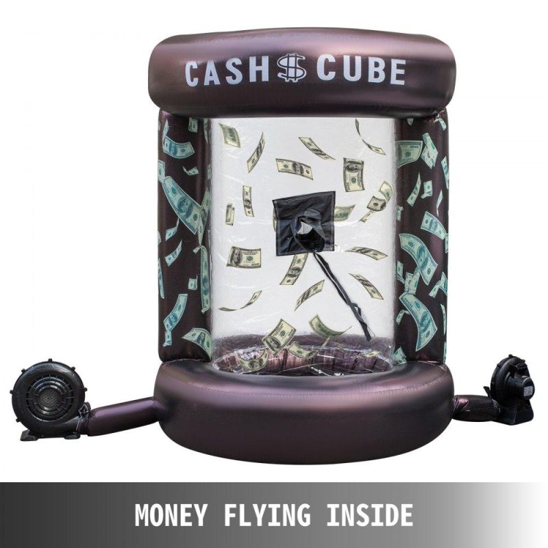 Patio Furniture & Accessories | Inflatable Cash Cube with Two Blowers Inflatable Cash Cube Booth Black Cash Cube Money Machine Quick Inflated Cash Cube Water-Proof Money Booth Machine Money Grab Catch for Promotion Events Lawn & Garden Patio Furniture & Accessories