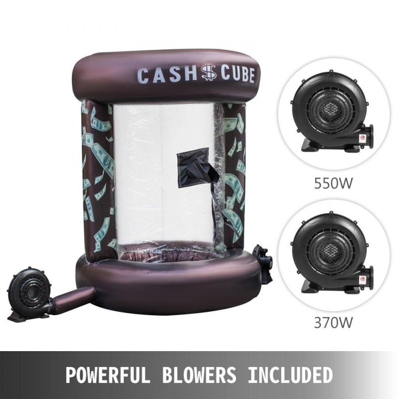 Patio Furniture & Accessories | Inflatable Cash Cube with Two Blowers Inflatable Cash Cube Booth Black Cash Cube Money Machine Quick Inflated Cash Cube Water-Proof Money Booth Machine Money Grab Catch for Promotion Events Lawn & Garden Patio Furniture & Accessories