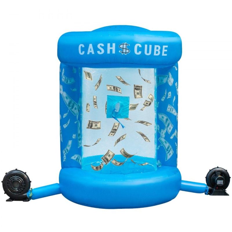 Patio Furniture & Accessories | Inflatable Cash Cube with Two Blowers Inflatable Cash Cube Booth Blue Cash Cube Money Machine Quick Inflated Cash Cube Water-Proof Money Booth Machine Money Grab Catch for Promotion Events Lawn & Garden Patio Furniture & Accessories