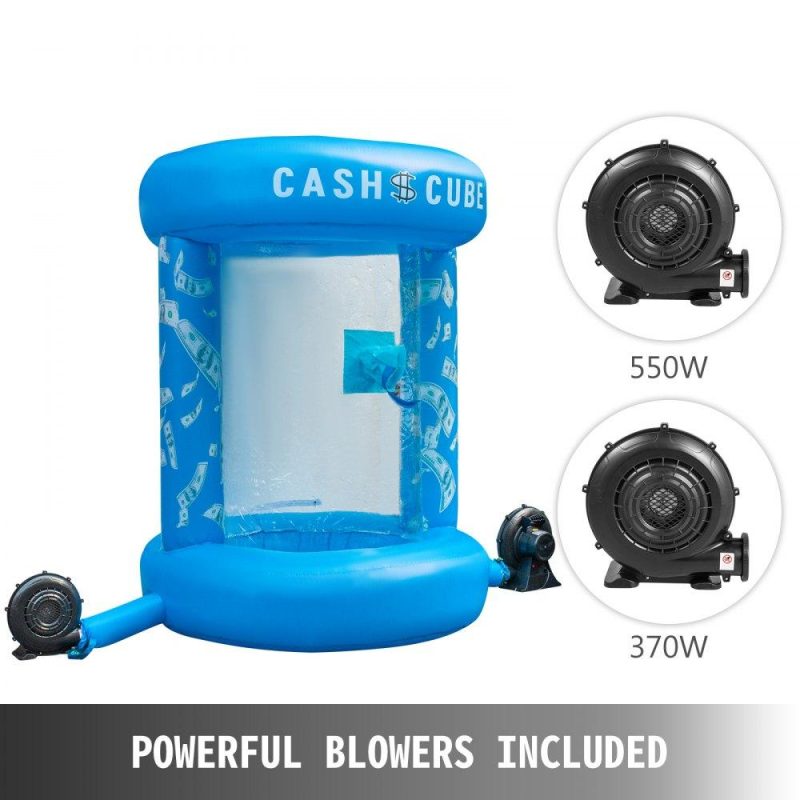 Patio Furniture & Accessories | Inflatable Cash Cube with Two Blowers Inflatable Cash Cube Booth Blue Cash Cube Money Machine Quick Inflated Cash Cube Water-Proof Money Booth Machine Money Grab Catch for Promotion Events Lawn & Garden Patio Furniture & Accessories