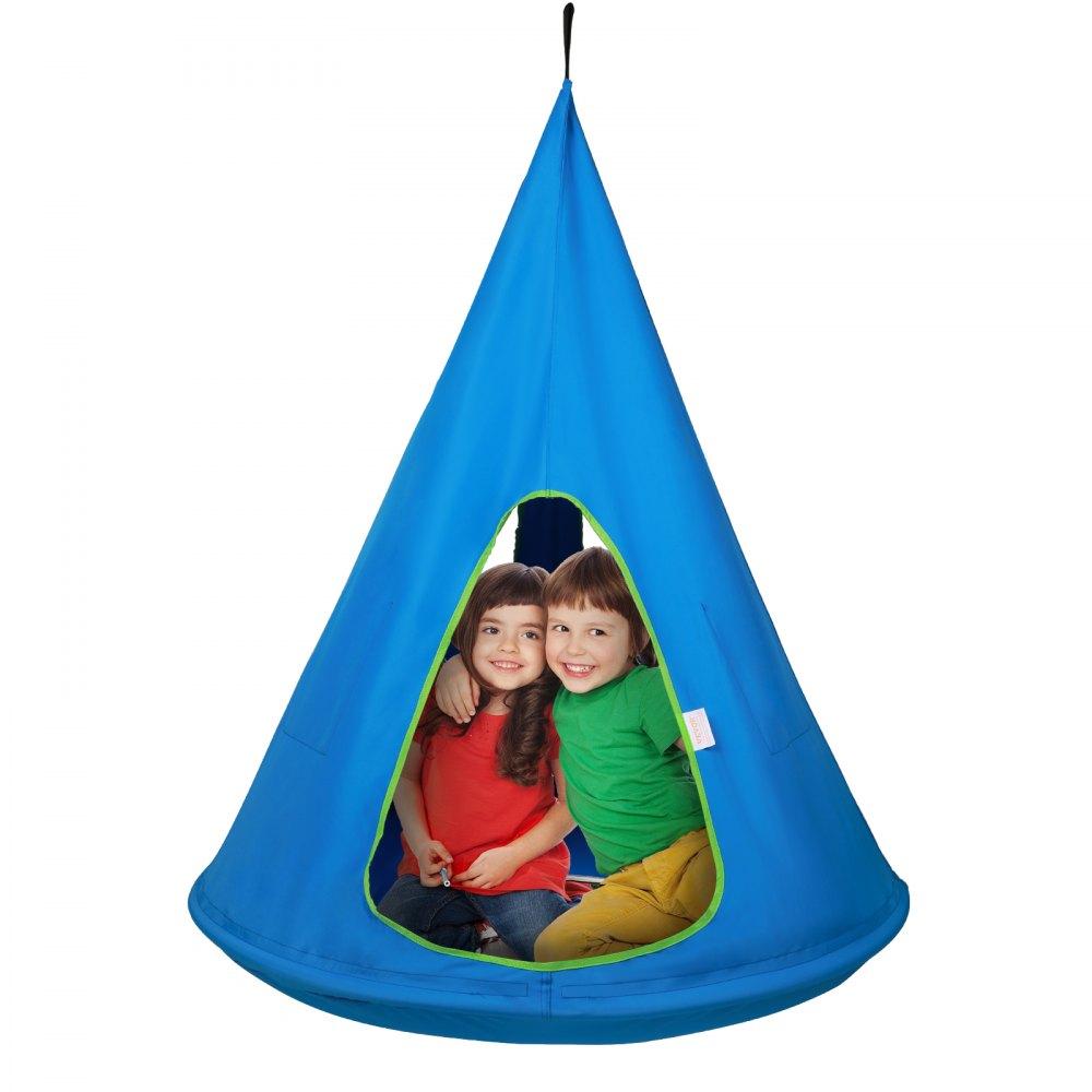 Patio Furniture & Accessories | Kids Nest Swing Chair, Hanging Hammock Chair with Adjustable Rope, Hammock Swing Chair for Kids Indoor and Outdoor Use (39″ D x 52″ H), 250lbs Weight Capacity, Sensory Swing for Kids, Blue Blue Lawn & Garden Blue