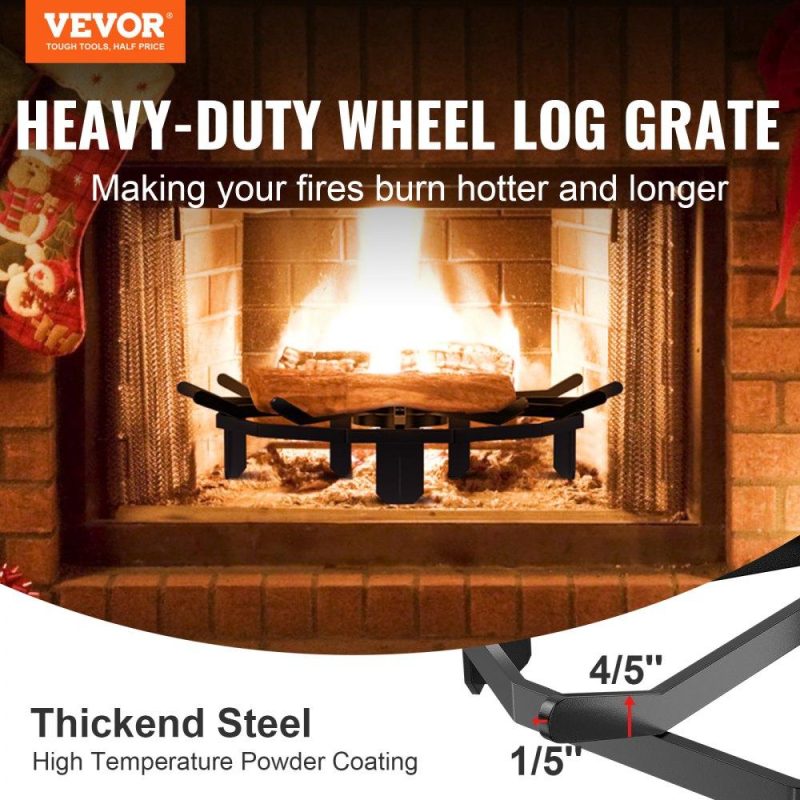 Patio Furniture & Accessories | Log Grate, 27 inch Heavy Duty Wheel Fire Grate with 6 Support Legs, Solid Powder-coated Steel Bars, Log Firewood Burning Rack Holder for Wood Stove and Outdoor Camping Fire Pit Lawn & Garden Patio Furniture & Accessories