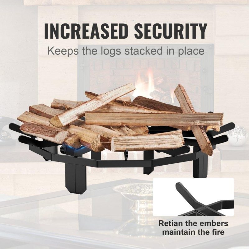 Patio Furniture & Accessories | Log Grate, 27 inch Heavy Duty Wheel Fire Grate with 6 Support Legs, Solid Powder-coated Steel Bars, Log Firewood Burning Rack Holder for Wood Stove and Outdoor Camping Fire Pit Lawn & Garden Patio Furniture & Accessories