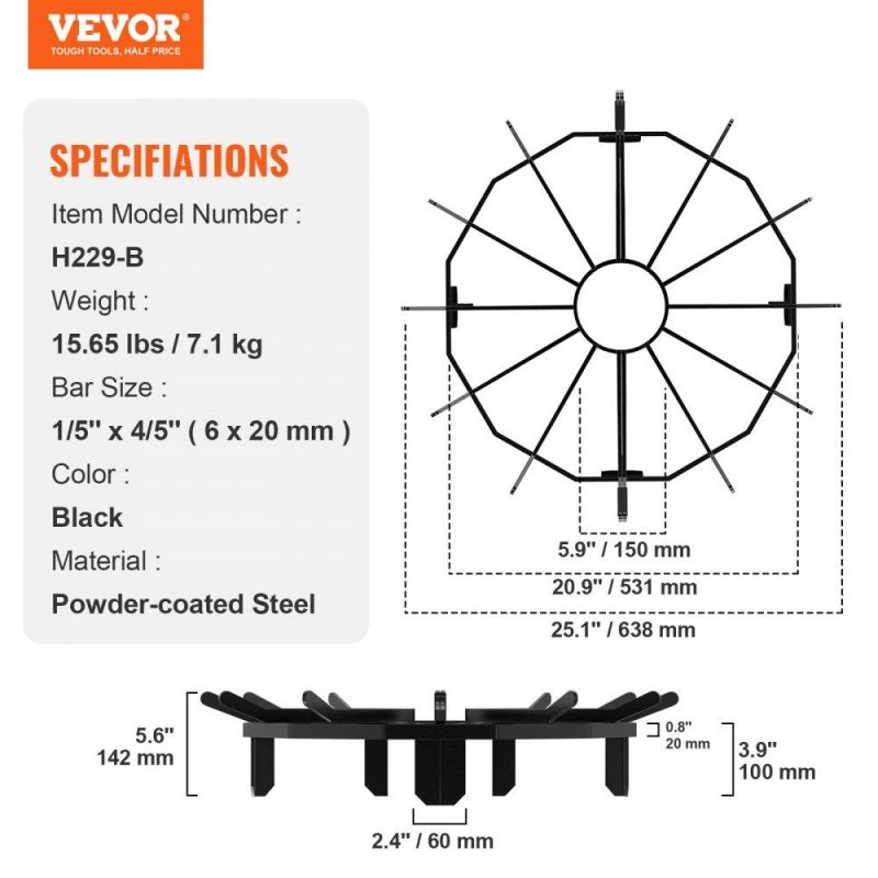 Patio Furniture & Accessories | Log Grate, 27 inch Heavy Duty Wheel Fire Grate with 6 Support Legs, Solid Powder-coated Steel Bars, Log Firewood Burning Rack Holder for Wood Stove and Outdoor Camping Fire Pit Lawn & Garden Patio Furniture & Accessories