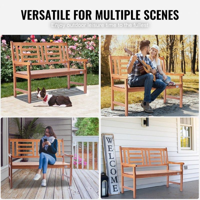 Patio Furniture & Accessories | Outdoor Bench, 48 inches Wood Garden Bench for Outdoors, 700 lbs Load Capacity Bench, Outdoor Garden Park Bench with Backrest and Armrests, Patio Bench for Garden, Park, Yard, Front Porch Lawn & Garden Patio Furniture & Accessories