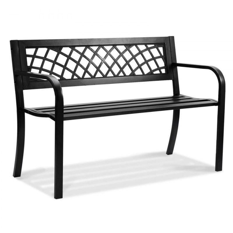 Patio Furniture & Accessories | Outdoor Bench,46 inches Metal Garden Bench for Outdoors, 480 lbs Load Capacity Bench,  Outdoor Garden Park Bench with Backrest and Armrests, Patio Bench for Garden, Park, Yard, Front Porch Lawn & Garden Patio Furniture & Accessories