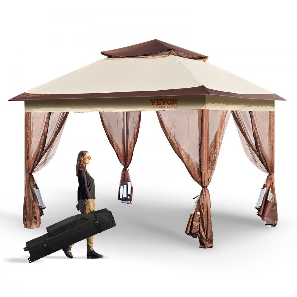 Patio Furniture & Accessories | Patio Gazebo, 11 x 11 FT Pop up Gazebo for 8-10 Person, with Mosquito Netting, Metal Frame, and PU Coated 250D Oxford Cloth, Outdoor Canopy Shelter for Patio, Backyard, Lawn, Garden, Deck Lawn & Garden Patio Furniture & Accessories