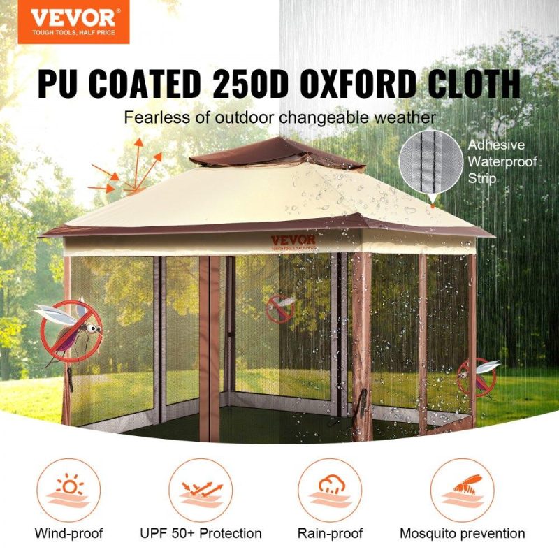 Patio Furniture & Accessories | Patio Gazebo, 11 x 11 FT Pop up Gazebo for 8-10 Person, with Mosquito Netting, Metal Frame, and PU Coated 250D Oxford Cloth, Outdoor Canopy Shelter for Patio, Backyard, Lawn, Garden, Deck Lawn & Garden Patio Furniture & Accessories