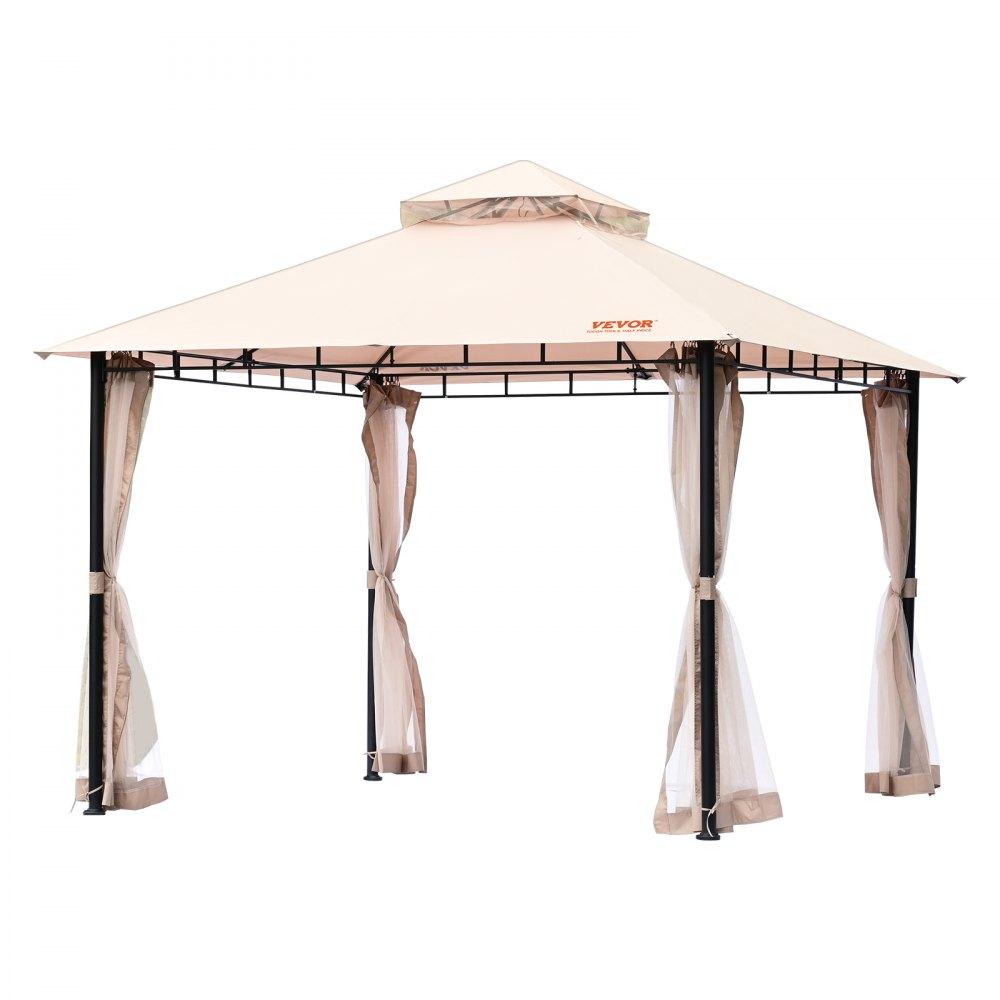 Patio Furniture & Accessories | Patio Gazebo for 6-8 Person, 10 x 10 FT Backyard Gazebo, with Mosquito Netting, Metal Frame, and PU Coated 180G Polyester, Outdoor Canopy Shelter for Patio, Backyard, Lawn, Garden, Deck Lawn & Garden Patio Furniture & Accessories