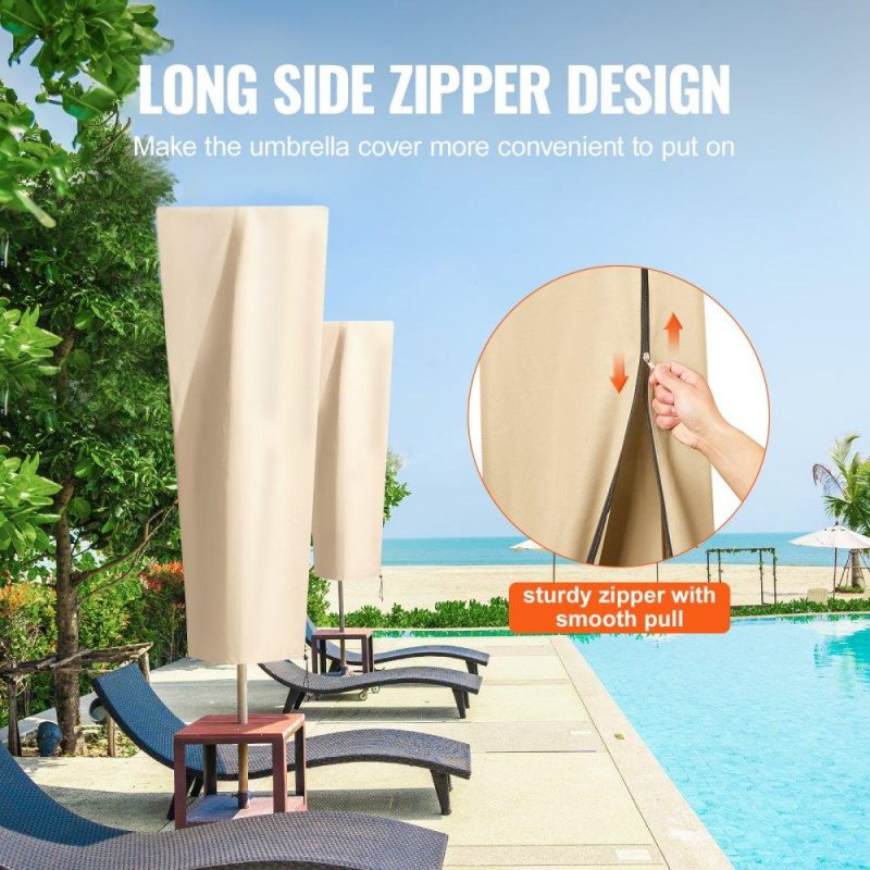 Patio Furniture & Accessories | Patio Umbrella Cover for 7ft to 13ft Cantilever Umbrellas, Water Resistant PU 2000mm, Outdoor Umbrella Cover with Zipper and Rod, Beige Lawn & Garden Patio Furniture & Accessories