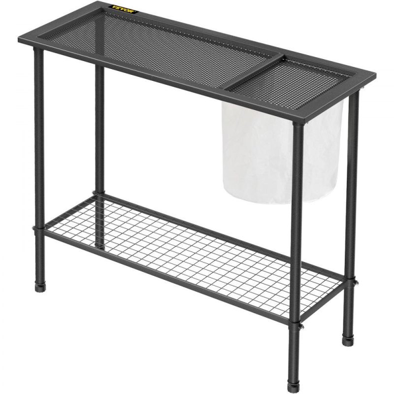 Patio Furniture & Accessories | Potting Bench, 39″ L x 15″ W x 33″ H, Steel Outdoor Workstation with Rubber Feet & Mesh Bag, Multi-use Double Layers Gardening Table for Greenhouse, Patio, Porch, Backyard, Black Lawn & Garden Patio Furniture & Accessories