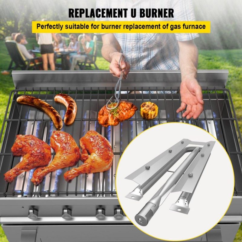 Patio Furniture & Accessories | Replacement U Burner, Stainless Steel Grill Burners, 3 Packs BBQ Burners Replacement, Grill Burner Replacement w/ 16.1″ Length Barbecue Replacement Parts w/ Evenly Burning for Premium Gas Grills Lawn & Garden Patio Furniture & Accessories