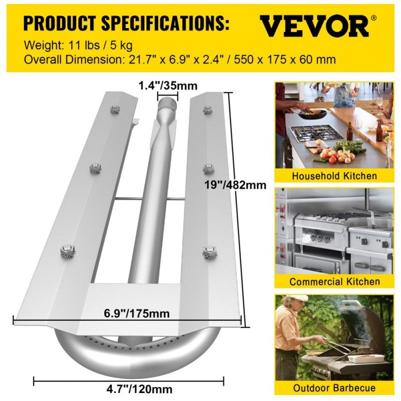 Patio Furniture & Accessories | Replacement U Burner, Stainless Steel Grill Burners, 3 Packs BBQ Burners Replacement, Grill Burner Replacement w/ 16.1″ Length Barbecue Replacement Parts w/ Evenly Burning for Premium Gas Grills Lawn & Garden Patio Furniture & Accessories