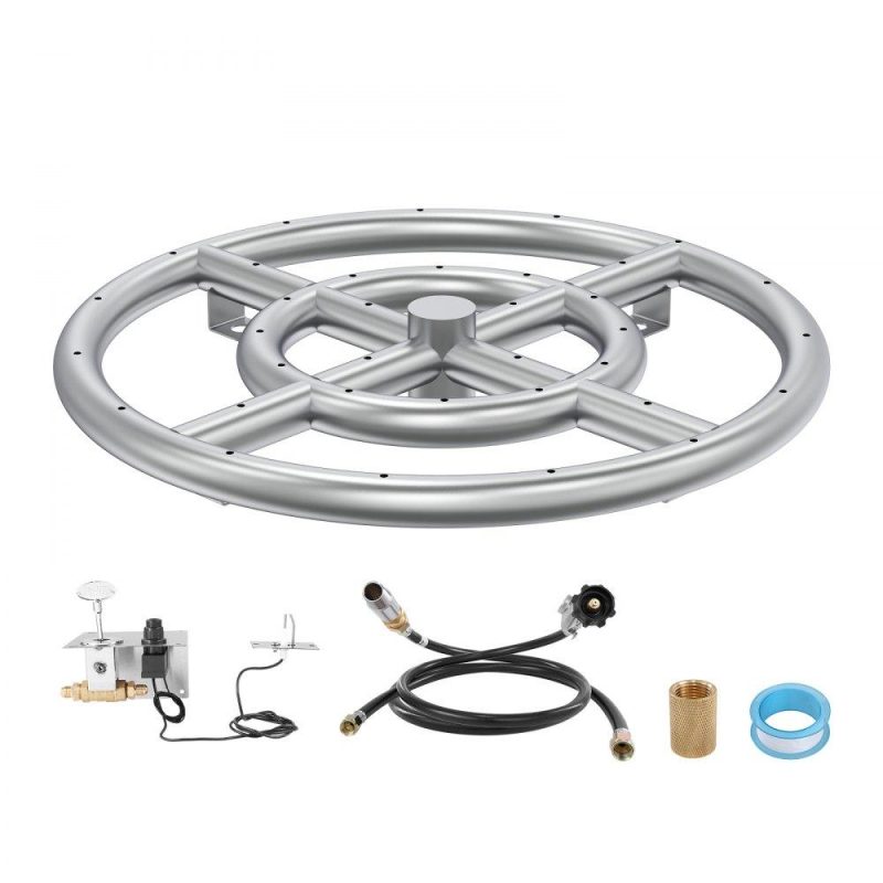 Patio Furniture & Accessories | Round Drop-in Fire Pit Pan 12 inch, Stainless Steel Fire Pit Burner Kit, Natural & Propane Gas Fire Pan with 92,000 BTU for Indoor or Outdoor Use Lawn & Garden Patio Furniture & Accessories