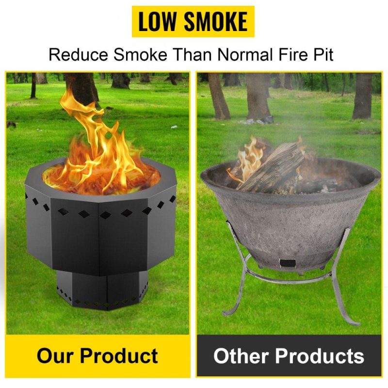 Patio Furniture & Accessories | Smokeless Fire Pit, Carbon Steel Stove Bonfire, Large 15 inch Diameter Wood Burning Fire Pit, Outdoor Stove Bonfire Fire Pit, Portable Smokeless Fire Bowl for Picnic Camping Backyard Black Lawn & Garden Patio Furniture & Accessories