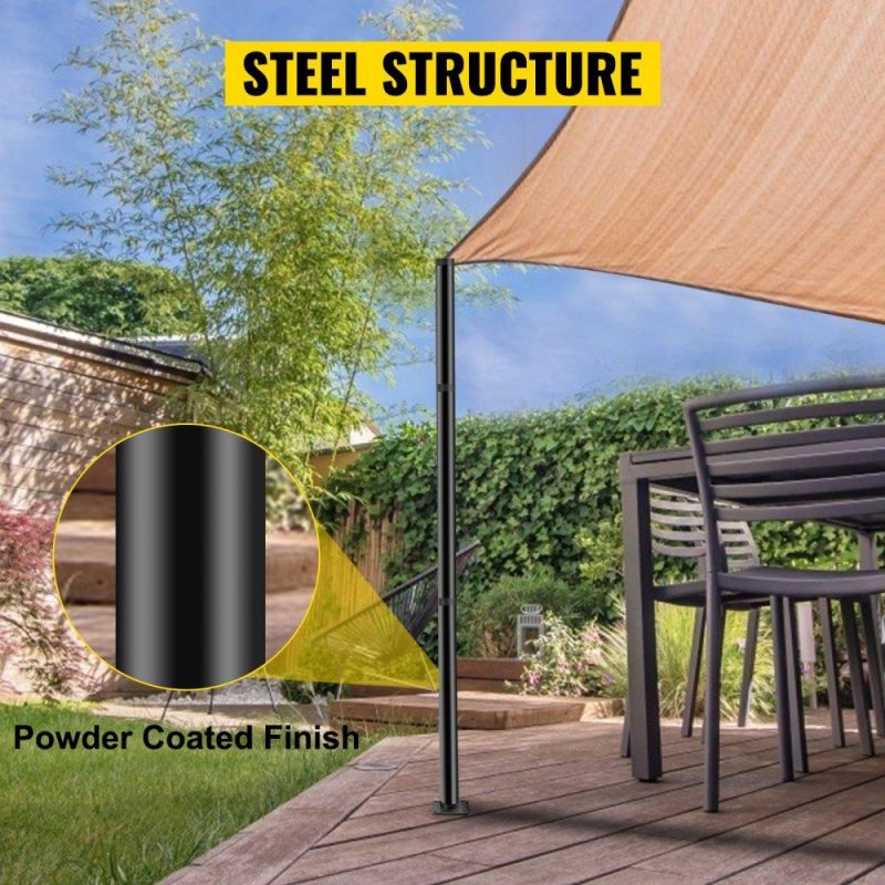 Patio Furniture & Accessories | Sun Shade Post, 114″ Shade Sail Post, 3″ Diameter Sail Pole, Steel Structure Sail Shade Post, Powder Coated Extendable Sun Shade Pole Suitable for Lawn, Garden, Wooden Deck, Backyard, Playground Lawn & Garden Patio Furniture & Accessories