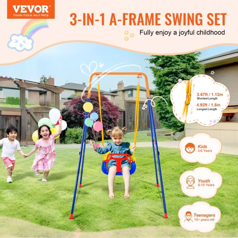 Patio Furniture & Accessories | Swing Sets for Backyard 3 in 1 Toddler Swing Set with 4 Sandbags Foldable Lawn & Garden Patio Furniture & Accessories