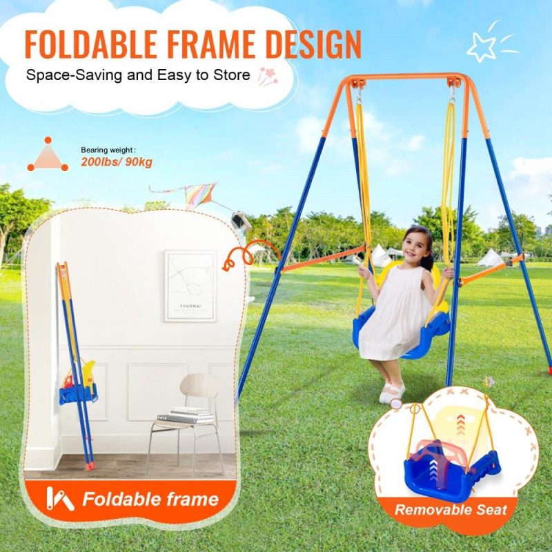 Patio Furniture & Accessories | Swing Sets for Backyard 3 in 1 Toddler Swing Set with 4 Sandbags Foldable Lawn & Garden Patio Furniture & Accessories