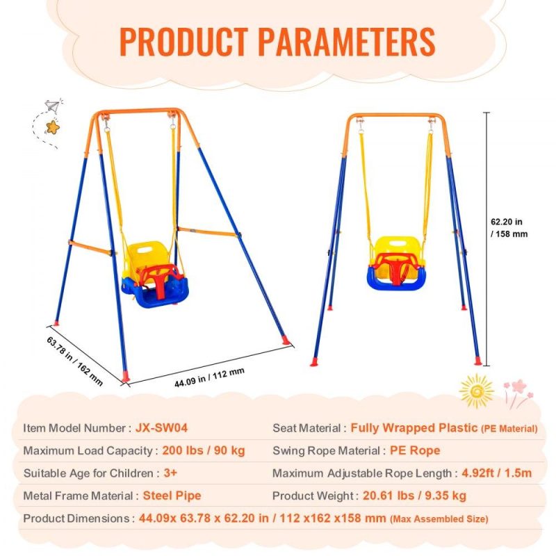 Patio Furniture & Accessories | Swing Sets for Backyard 3 in 1 Toddler Swing Set with 4 Sandbags Foldable Lawn & Garden Patio Furniture & Accessories