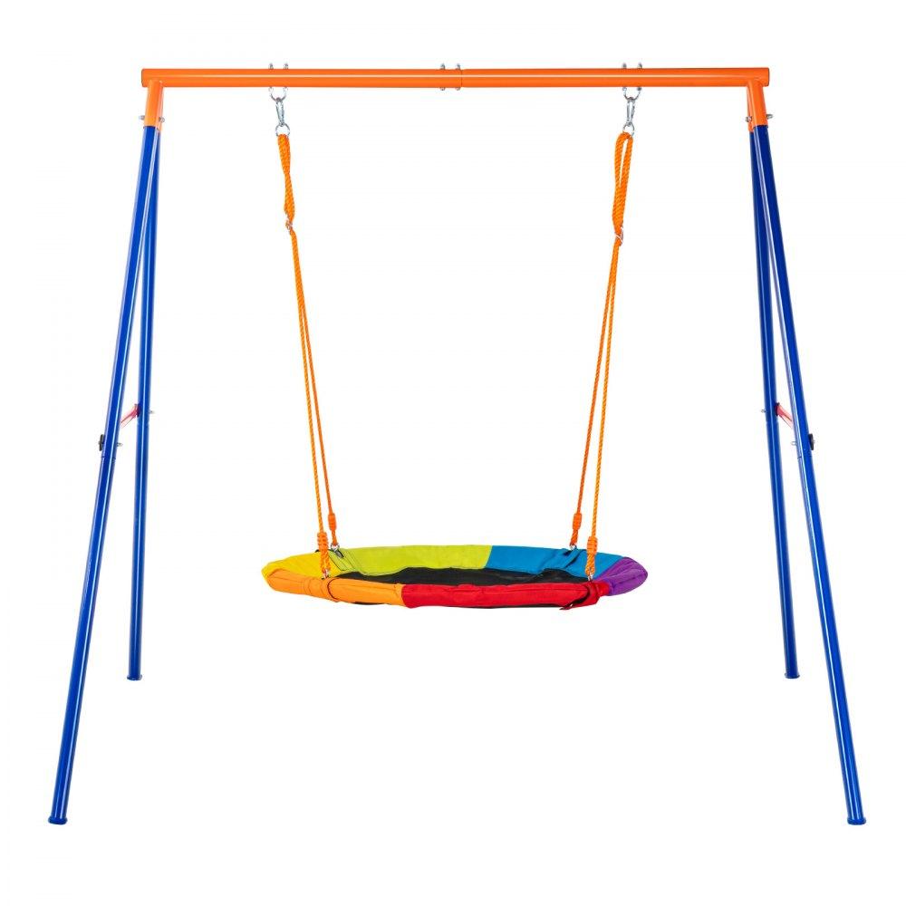 Patio Furniture & Accessories | Swing Sets for Backyard 40in Saucer Swing Seat A-Frame Metal Stand 440lbs Lawn & Garden Patio Furniture & Accessories