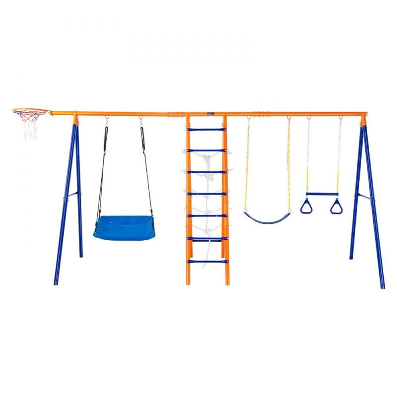 Patio Furniture & Accessories | Swing Sets for Backyard 6 in 1 Swing Set 440lbs Capacity Metal Swingset Lawn & Garden Patio Furniture & Accessories