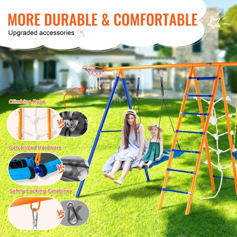 Patio Furniture & Accessories | Swing Sets for Backyard 6 in 1 Swing Set 440lbs Capacity Metal Swingset Lawn & Garden Patio Furniture & Accessories