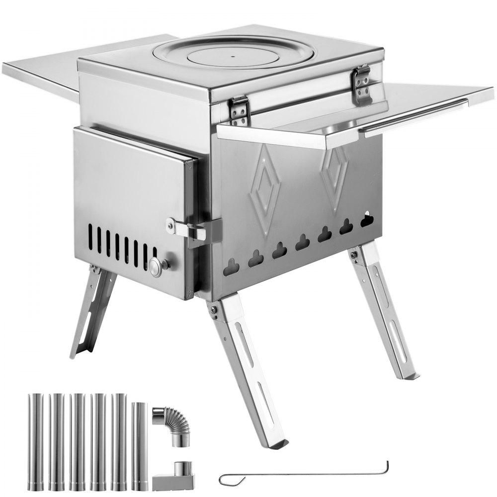 Patio Furniture & Accessories | Tent Wood Stove 17.5×14.7×10.6 inch, Camping Wood Stove 304 Stainless Steel With Folding Pipe, Portable Wood Stove 95.7 inch Total Height For Camping, Tent Heating, Hunting, Outdoor Cooking Lawn & Garden Patio Furniture & Accessories