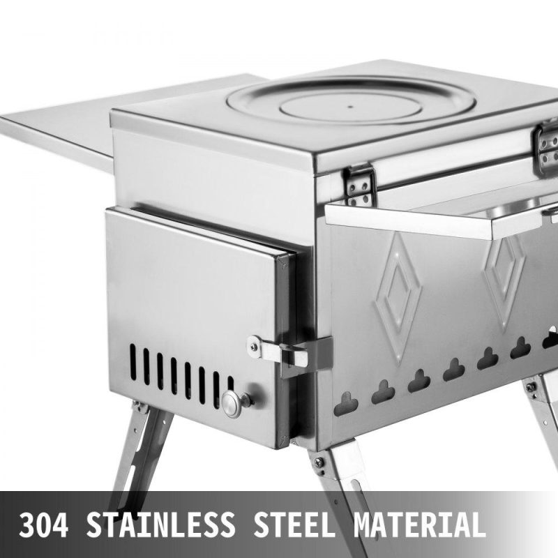 Patio Furniture & Accessories | Tent Wood Stove 17.5×14.7×10.6 inch, Camping Wood Stove 304 Stainless Steel With Folding Pipe, Portable Wood Stove 95.7 inch Total Height For Camping, Tent Heating, Hunting, Outdoor Cooking Lawn & Garden Patio Furniture & Accessories