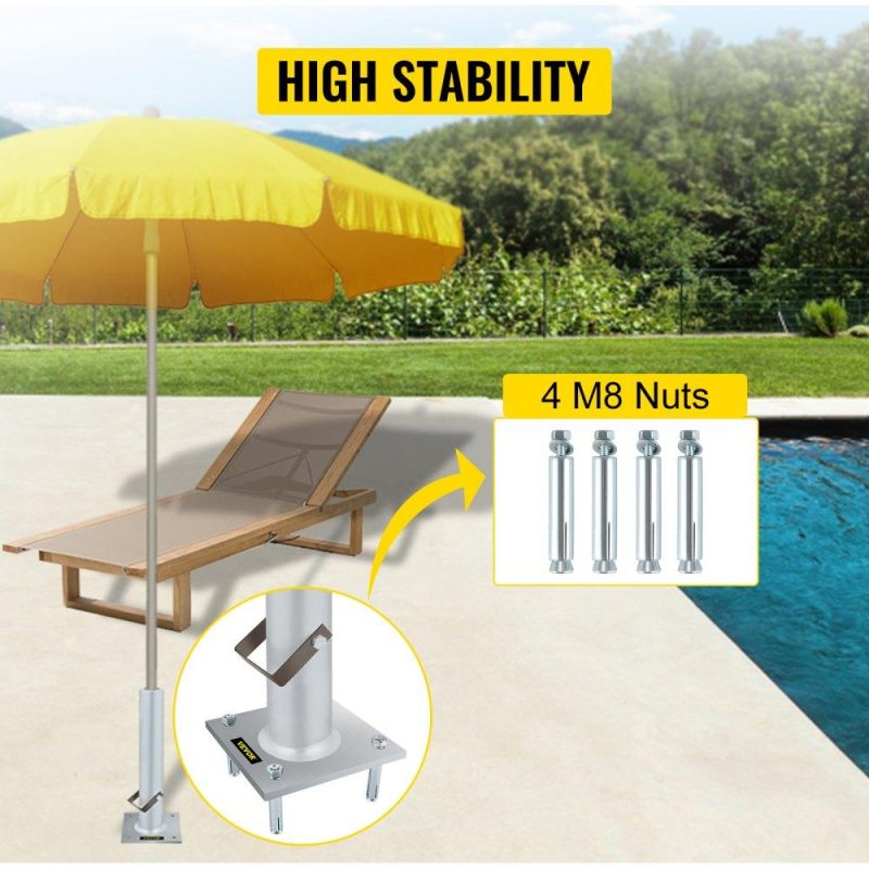 Patio Furniture & Accessories | Umbrella Base, 2 in 1 Heavy Duty Umbrella Stand, Aluminum Umbrella’s Holder Stand with 6″ x 6″ Base, Patio Umbrella Stand with 18.5″ Height Pipes for 1.5″-2″ Sunshade on Deck, Cement and Land Lawn & Garden Patio Furniture & Accessories