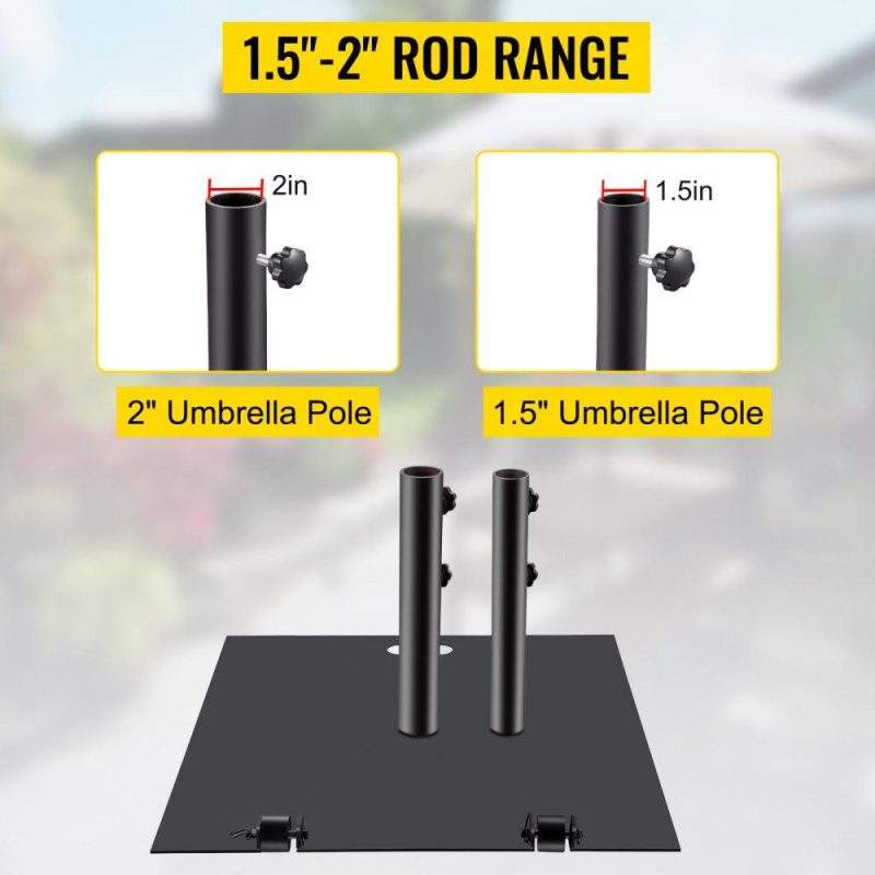 Patio Furniture & Accessories | Umbrella Base, 24″ Square Umbrella Base, 32lbs Umbrella’s Holder Stand, Cast Iron Umbrella Base for 1.5-1.875″ Umbrella Pole Market Umbrella Base with 14″ Height Pipe for Yard/Garden/Deck Lawn & Garden Patio Furniture & Accessories