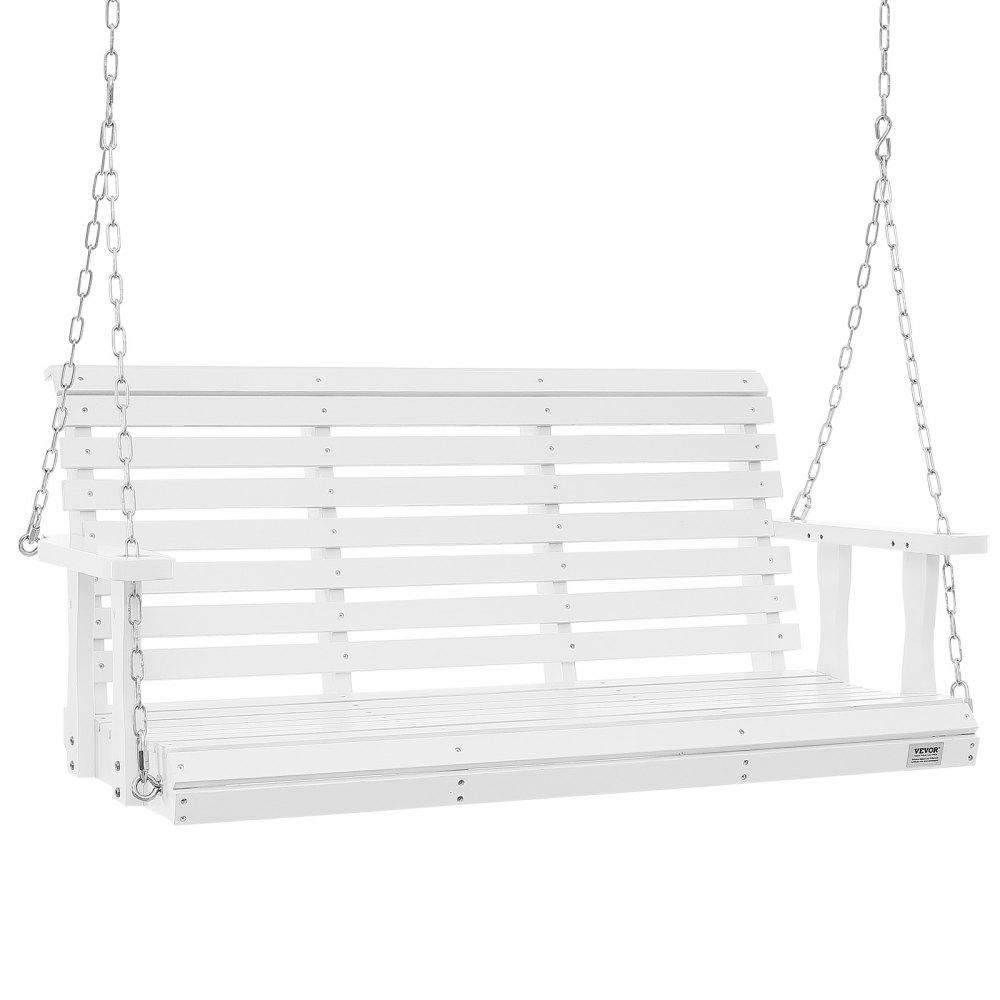 Patio Furniture & Accessories | Wooden Porch Swing 4.5 ft, Patio bench swing for Courtyard & Garden, Upgraded 880 lbs Strong Load Capacity, Heavy Duty Swing Chair Bench with Hanging Chains for Outdoors, White White Lawn & Garden Patio Furniture & Accessories