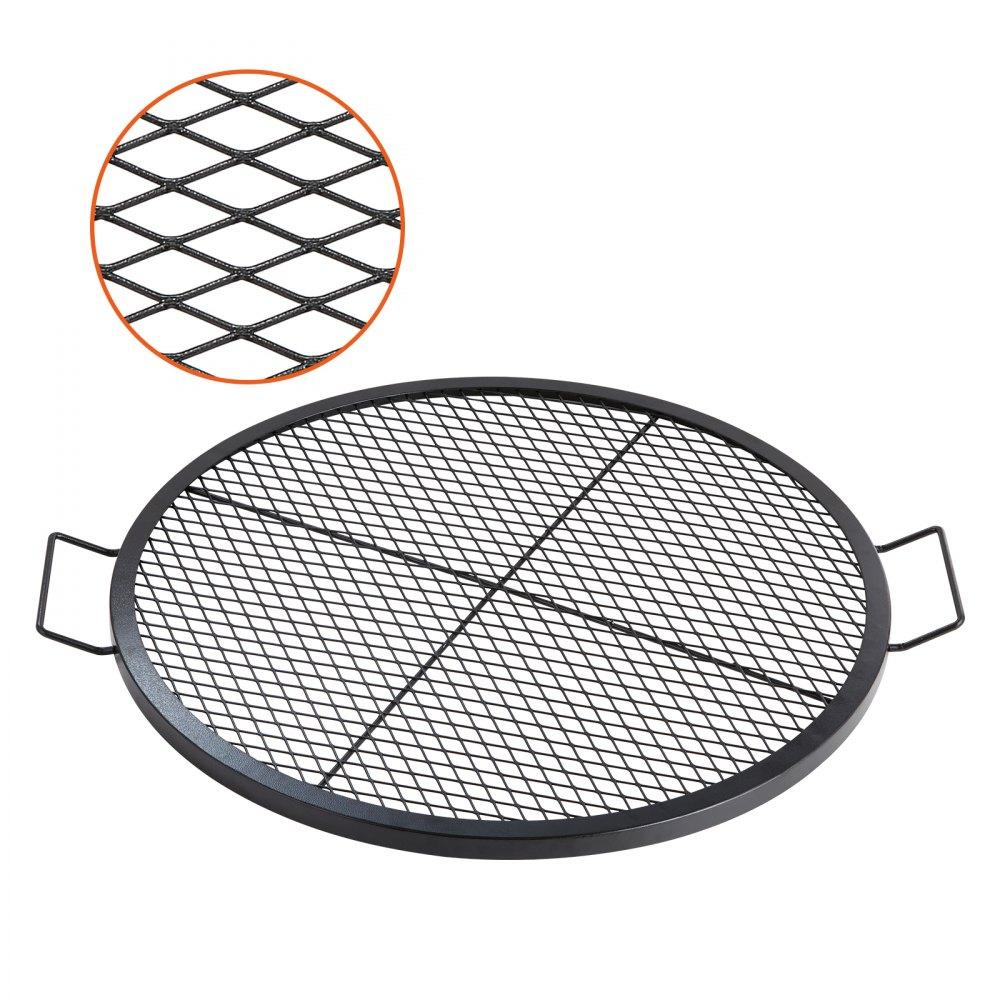 Patio Furniture & Accessories | X-Marks Fire Pit Grill Grate, Round Cooking Grate, Heavy Duty Steel Campfire BBQ Grill Grid with Handle and Support X Wire, Portable Camping Cookware for Outside Party & Gathering, 30 Inch Black Lawn & Garden Patio Furniture & Accessories