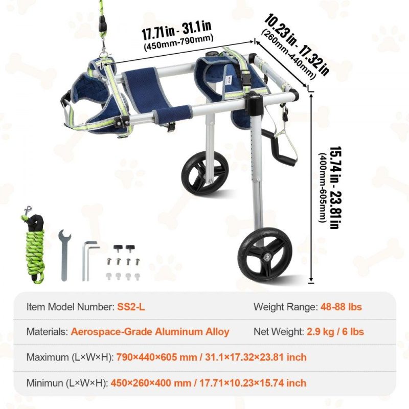 Pet Supplies | 2 Wheels Dog Wheelchair for Back Legs, Pet Wheelchair Lightweight & Adjustable Assisting in Healing,  Dog Cart/Wheelchair for Injured, Disabled, Paralysis, Hind Limb Weak Pet(L) Agriculture & Forestry Equipment Pet Supplies