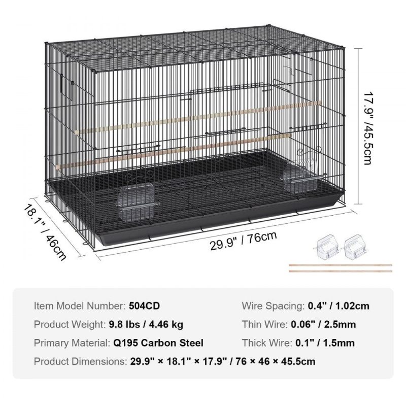 Pet Supplies | 30 inch Bird Cage, Metal Large Parakeet Cages for Cockatiels Small Parrot Budgies Lovebirds Canaries, Pet Bird Cage with Rolling Stand and Tray Agriculture & Forestry Equipment Pet Supplies