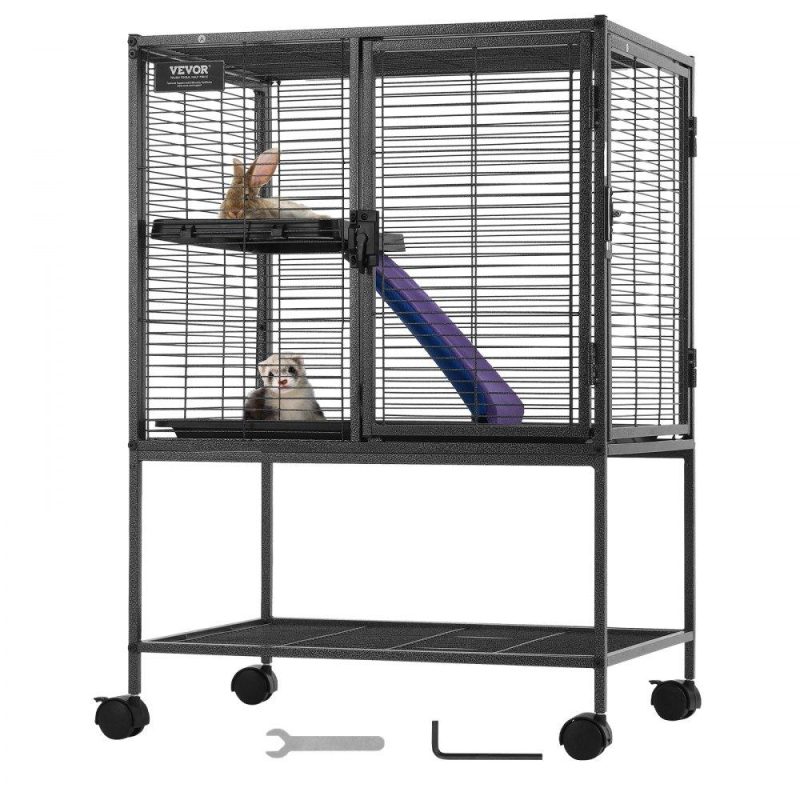 Pet Supplies | 34″ Metal Small Animal Cage 2-Tier Rolling Ferret Cage with Tray A Ramp Agriculture & Forestry Equipment Pet Supplies