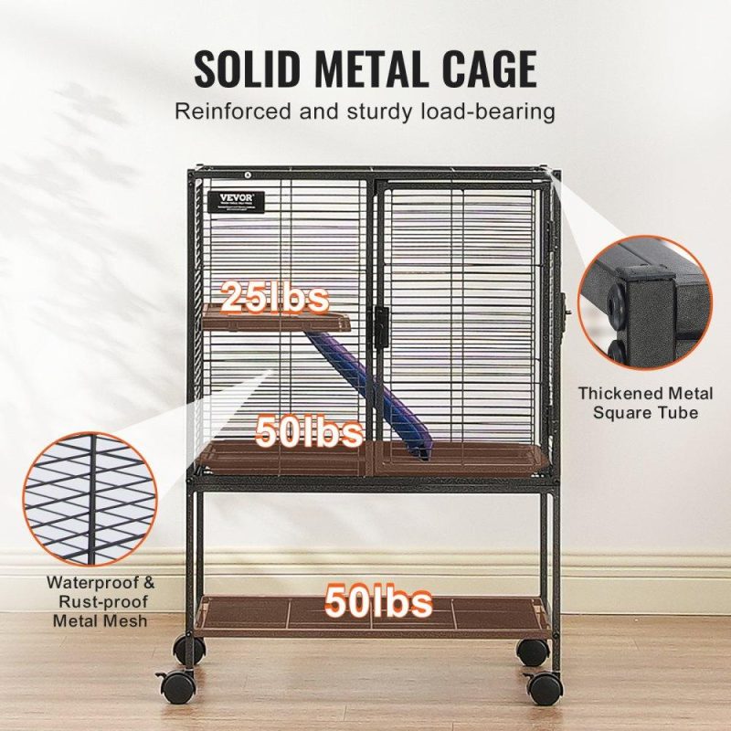 Pet Supplies | 34″ Metal Small Animal Cage 2-Tier Rolling Ferret Cage with Tray A Ramp Agriculture & Forestry Equipment Pet Supplies