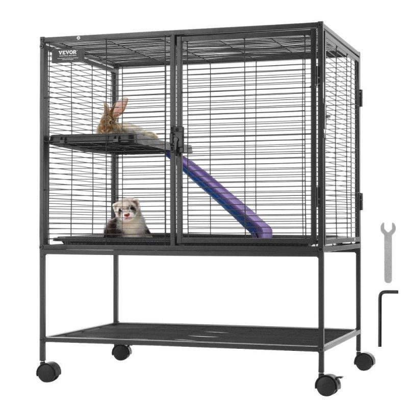 Pet Supplies | 36″ Metal Small Animal Cage 2-Tier Rolling Ferret Cage with Tray A Ramp Agriculture & Forestry Equipment Pet Supplies