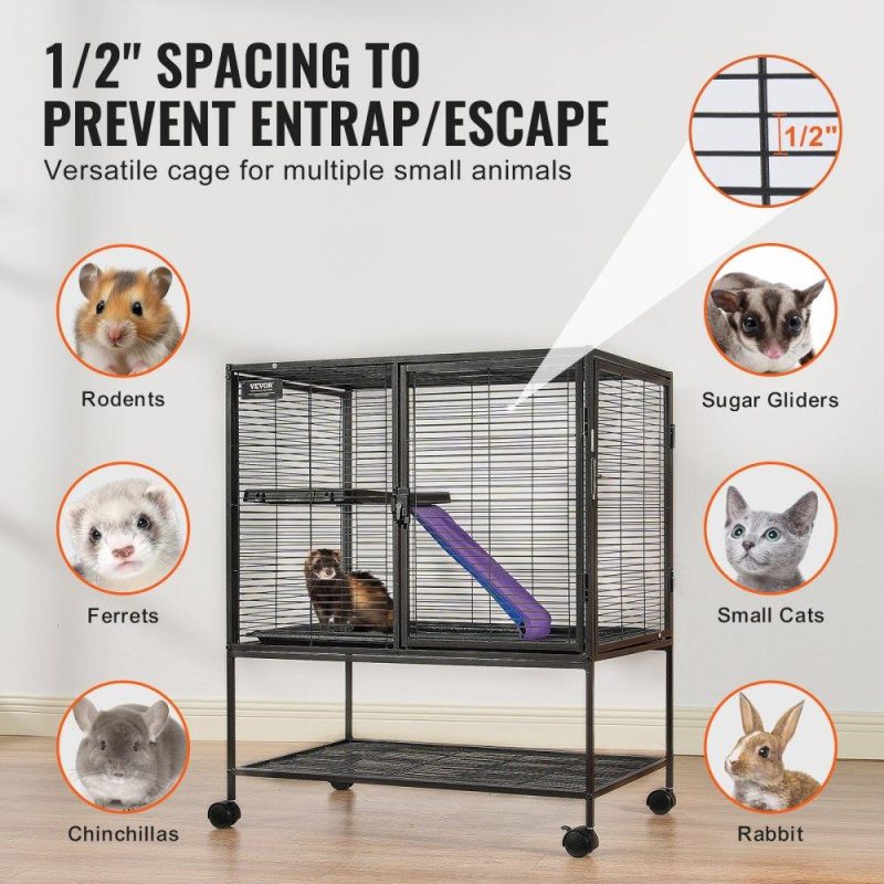 Pet Supplies | 36″ Metal Small Animal Cage 2-Tier Rolling Ferret Cage with Tray A Ramp Agriculture & Forestry Equipment Pet Supplies