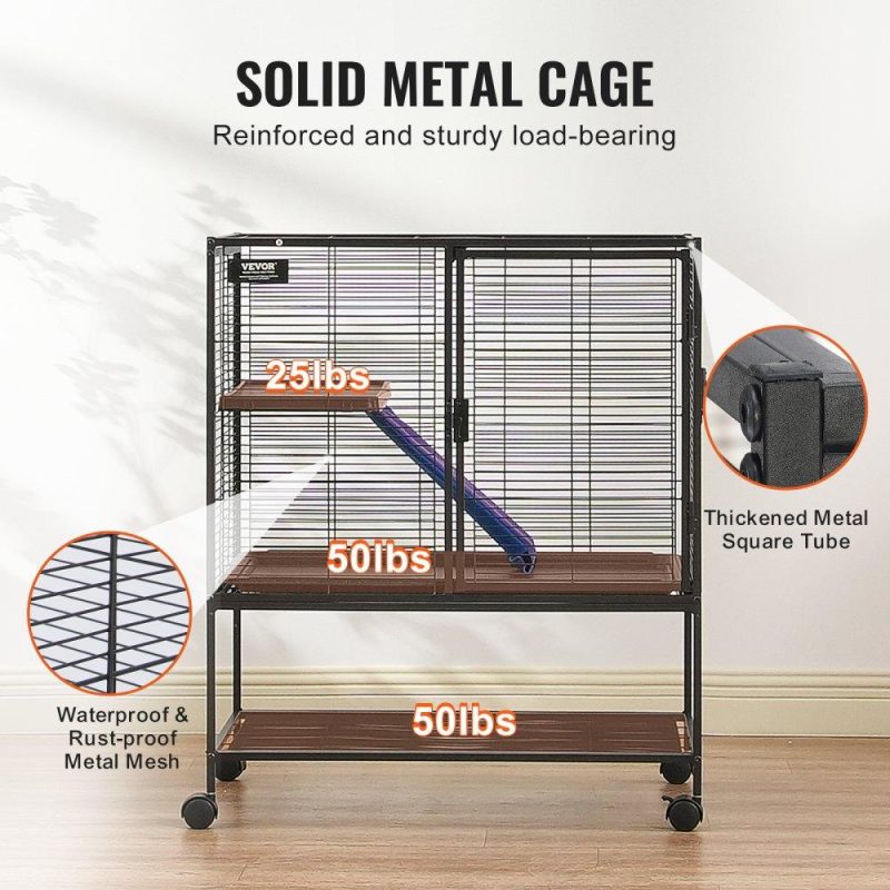 Pet Supplies | 36″ Metal Small Animal Cage 2-Tier Rolling Ferret Cage with Tray A Ramp Agriculture & Forestry Equipment Pet Supplies