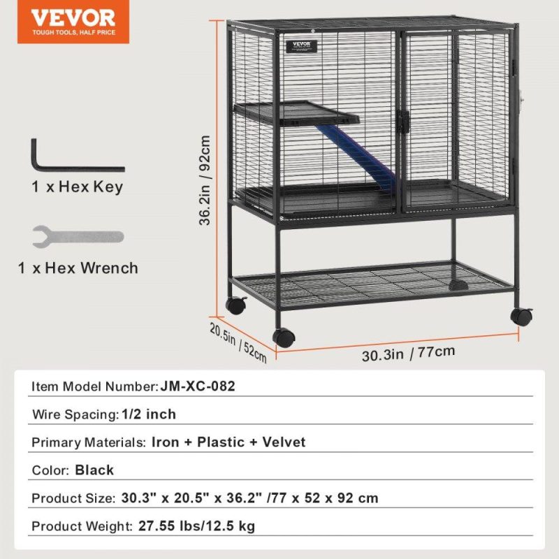 Pet Supplies | 36″ Metal Small Animal Cage 2-Tier Rolling Ferret Cage with Tray A Ramp Agriculture & Forestry Equipment Pet Supplies