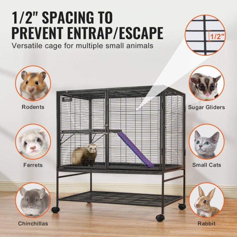 Pet Supplies | 39″ Metal Small Animal Cage 2-Tier Rolling Ferret Cage with Tray A Ramp Agriculture & Forestry Equipment Pet Supplies