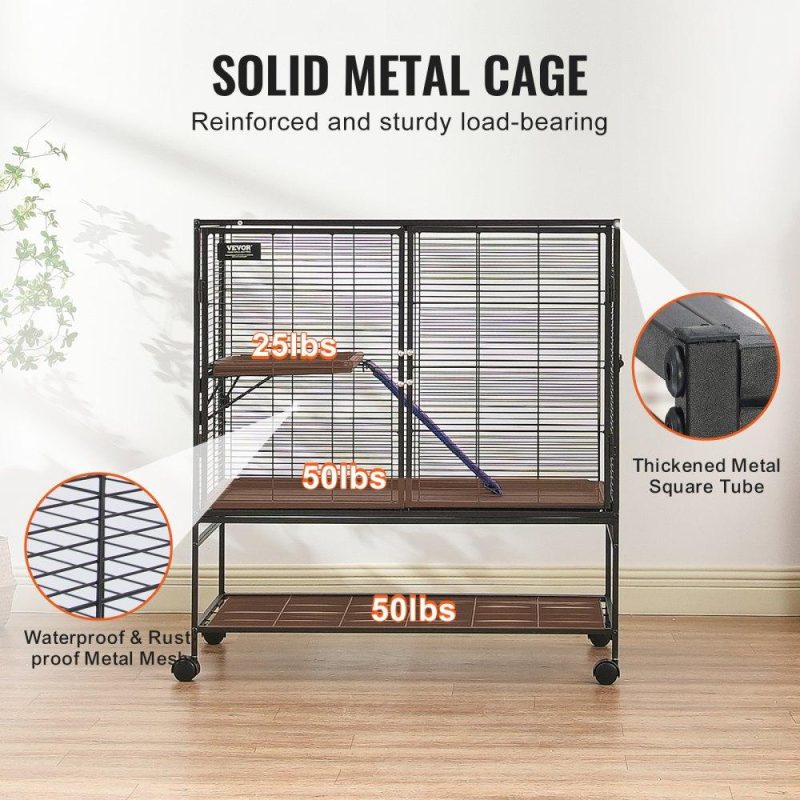 Pet Supplies | 39″ Metal Small Animal Cage 2-Tier Rolling Ferret Cage with Tray A Ramp Agriculture & Forestry Equipment Pet Supplies