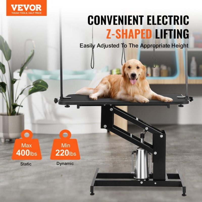 Pet Supplies | 43″ Hydraulic Pet Grooming Table, Heavy Duty Dog Grooming Arm for Medium/ Small Dogs, Height Adjustable Dog Grooming Station, Anti Slip Tabletop /Dog Grooming Station, Max Bearing 400LBS Agriculture & Forestry Equipment Pet Supplies