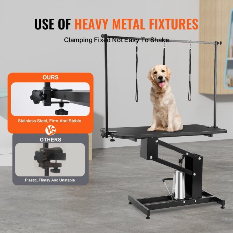 Pet Supplies | 43″ Hydraulic Pet Grooming Table, Heavy Duty Dog Grooming Arm for Medium/ Small Dogs, Height Adjustable Dog Grooming Station, Anti Slip Tabletop /Dog Grooming Station, Max Bearing 400LBS Agriculture & Forestry Equipment Pet Supplies