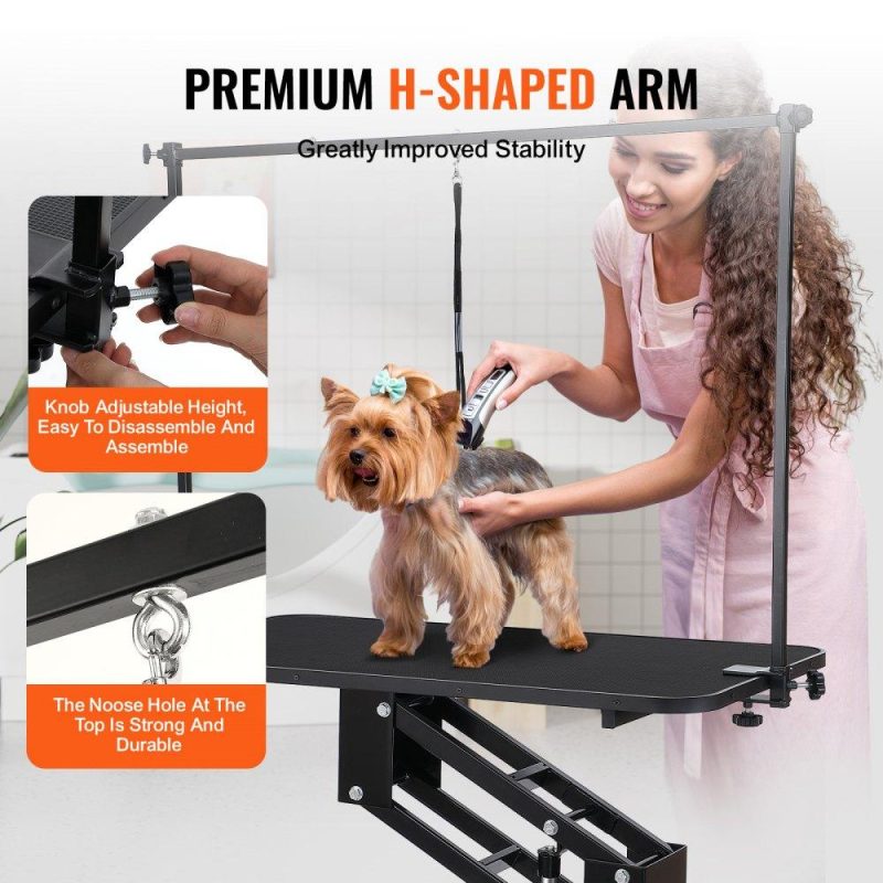 Pet Supplies | 43″ Hydraulic Pet Grooming Table, Heavy Duty Dog Grooming Arm for Medium/ Small Dogs, Height Adjustable Dog Grooming Station, Anti Slip Tabletop /Dog Grooming Station, Max Bearing 400LBS Agriculture & Forestry Equipment Pet Supplies