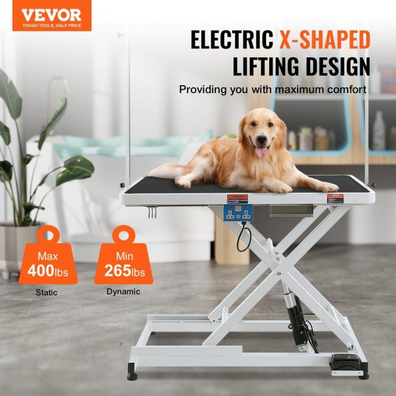 Pet Supplies | 50″ Electric Pet Grooming Table, Heavy Duty Dog Grooming Arm for Large Dogs, Height Adjustable Dog Grooming Station, Anti Slip Tabletop/Dog Grooming Station, Max Bearing 400LBS Agriculture & Forestry Equipment Pet Supplies