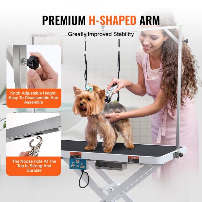 Pet Supplies | 50″ Electric Pet Grooming Table, Heavy Duty Dog Grooming Arm for Large Dogs, Height Adjustable Dog Grooming Station, Anti Slip Tabletop/Dog Grooming Station, Max Bearing 400LBS Agriculture & Forestry Equipment Pet Supplies