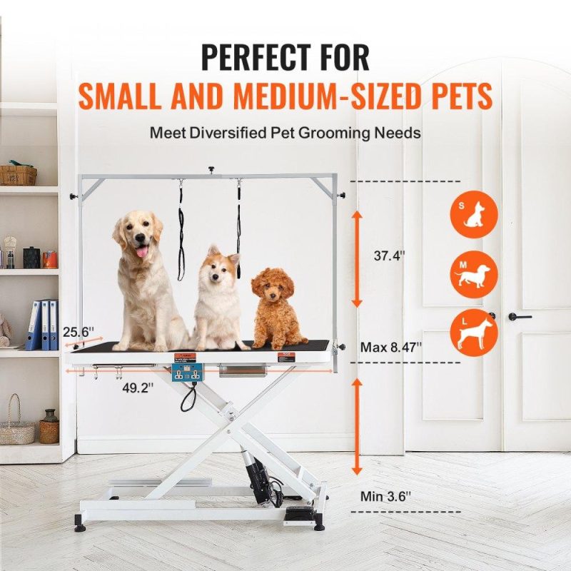 Pet Supplies | 50″ Electric Pet Grooming Table, Heavy Duty Dog Grooming Arm for Large Dogs, Height Adjustable Dog Grooming Station, Anti Slip Tabletop/Dog Grooming Station, Max Bearing 400LBS Agriculture & Forestry Equipment Pet Supplies