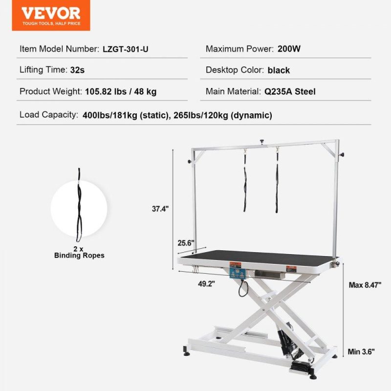 Pet Supplies | 50″ Electric Pet Grooming Table, Heavy Duty Dog Grooming Arm for Large Dogs, Height Adjustable Dog Grooming Station, Anti Slip Tabletop/Dog Grooming Station, Max Bearing 400LBS Agriculture & Forestry Equipment Pet Supplies