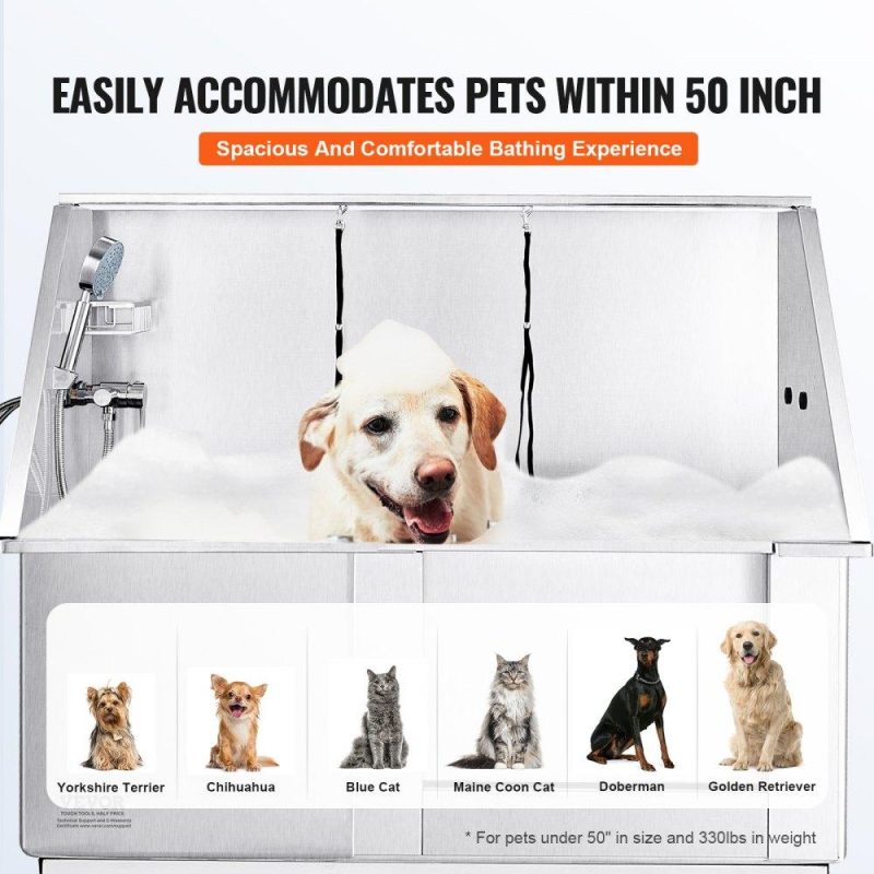 Pet Supplies | 50″ Pet Dog Bathing Station Electric Height Adjustment, Professional Stainless Steel Dog Grooming Tub w/ Soap Box, Faucet,Rich Accessory,Bathtub for Multiple Pets, Washing Sink for Home(Right) Agriculture & Forestry Equipment Dog Grooming Tub